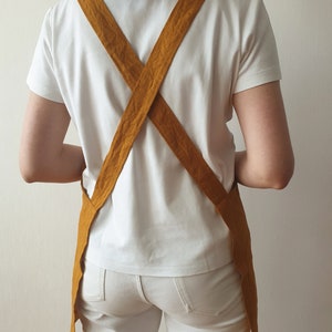 LINEN no ties APRON/ kurze Schürze/ weiches Leinen , japanischer Stil/ Leinen Schürze/ mit Taschen