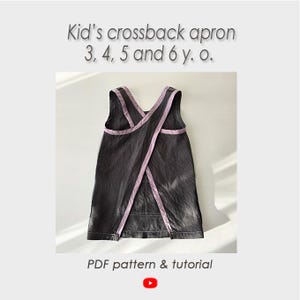 Kids apron PDF for 3, 4, 5 and 6 years old/ Sewing Japanese pinafore PDF/sewing pattern /Digital Download/ Cross back/ GRACE kids apron