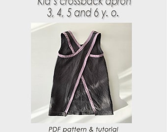Kids apron PDF for 3, 4, 5 and 6 years old/ Sewing Japanese pinafore PDF/sewing pattern /Digital Download/ Cross back/ GRACE kids apron