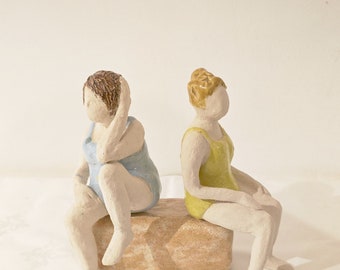 Set of Two Bather Figurines