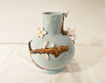 Almond Blossoms Turquoise Vase - Inspired by Van Gogh