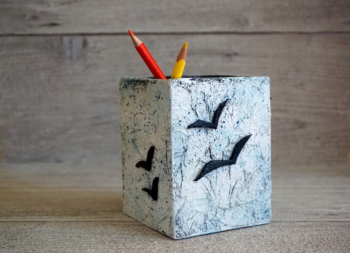Pencil Holder. Paper Mache Pen Holder. Back to School Gift Etsy UK