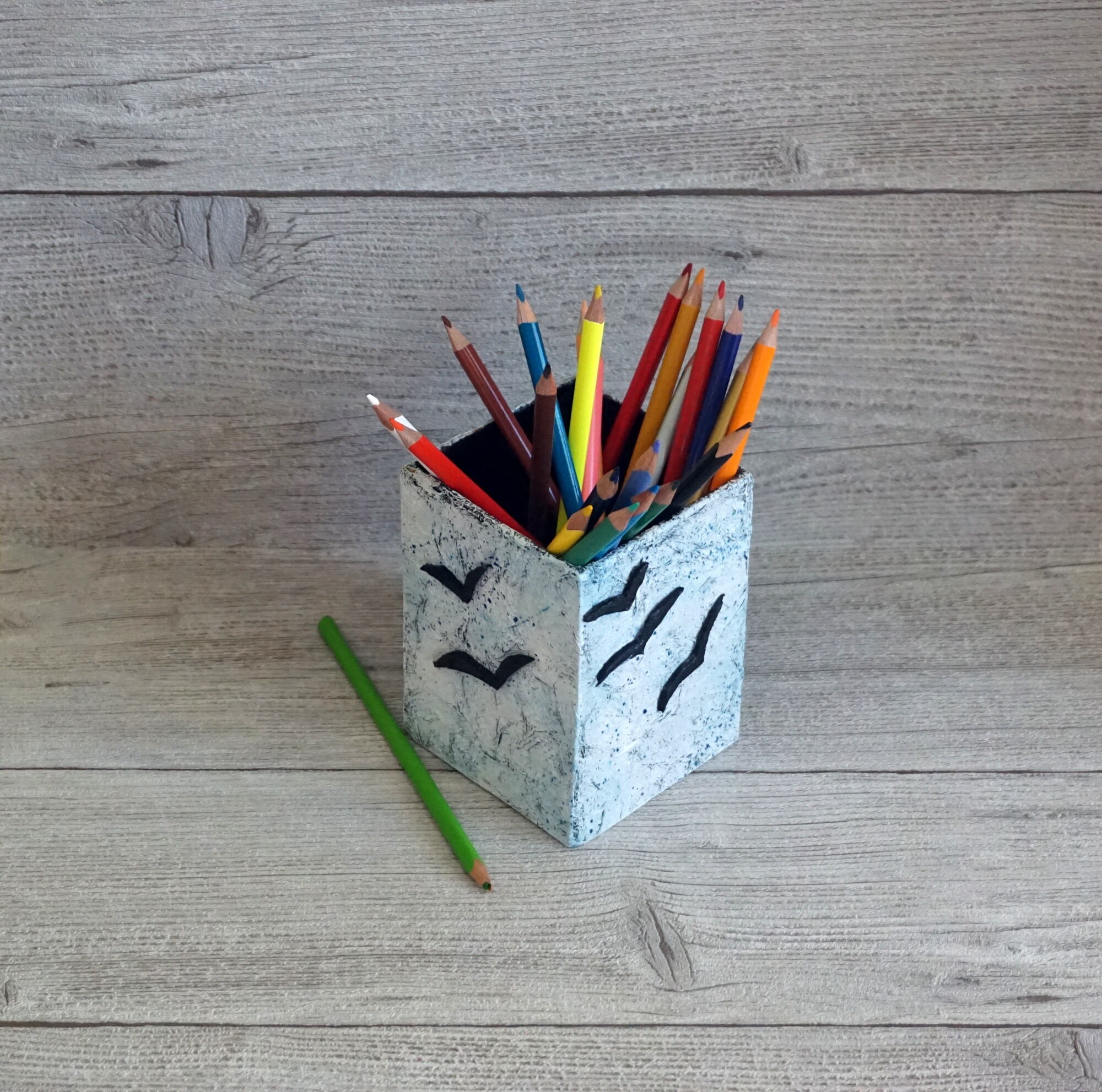 Pencil Holder. Paper Mache Pen Holder. Back to School Gift Etsy