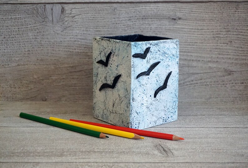 Pencil Holder. Paper Mache Pen Holder. Back to School Gift Etsy