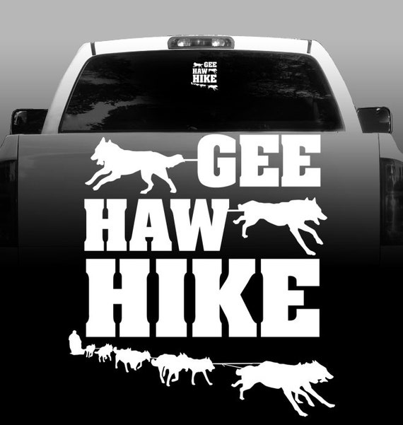 GEE HAW HIKE Car Window Sled Dogs Vinyl Sticker Decal High Quality Auto