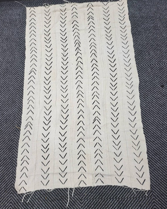 White /grey print Mudcloth fabric