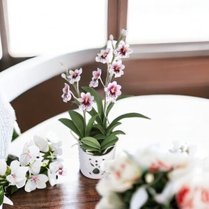 DECORATIVE FLOWERS, Flower ARRANGEMENT, Cold Porcelain Miltonia Orchid Flowers With Stem, Artificial Orchid Flowers  Decor custom order
