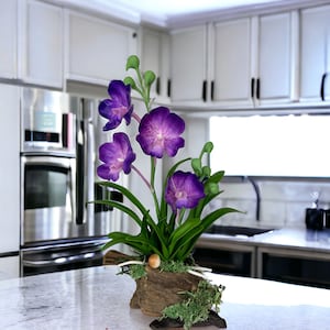 Purple Vanda Orchid Sculpture - Handcrafted Cold Porcelain Clay Flowers - Elegant Home Office Decor - Unique Gift for Mom, Wife&quot;