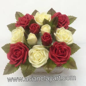 Valentine gift, roses polymer clay flower, polymer clay orchid flower, clay Flower,cold porcelain clay flower,clay flower with stem,flower a