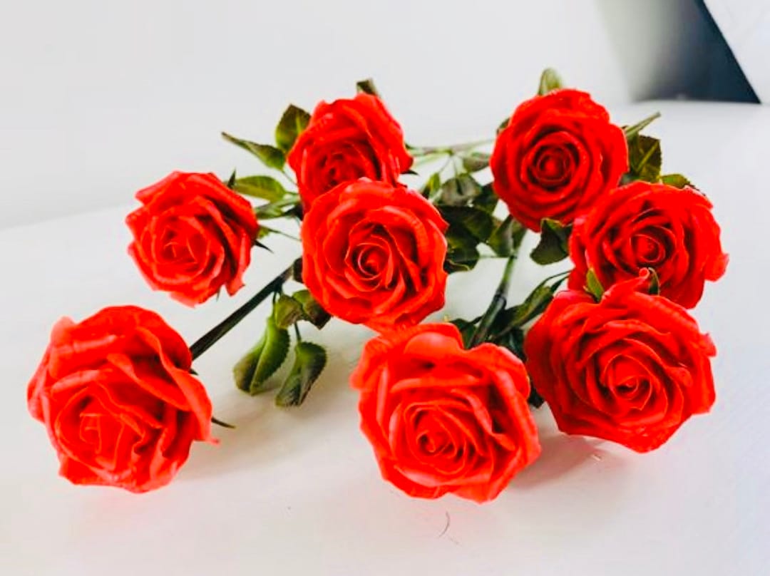 Red Clay Roses RED CLAY ROSES, Decorative Roses, Memorial Day Cold Porcelain Roses for ...