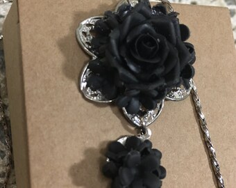 Black rose bracelet ,Christmas bracelet ,floral bracelet polymer clay bracelet ,gift for mom,Christmas gift,giftWeight 5 g.