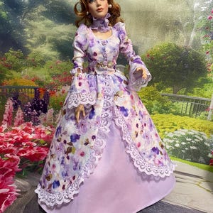 Virtuoso for Violets gown for LaCie Churchill or Grace Fitzpatrick and dolls w/RTB101 or RRB102 body. Doll is by Robert Tonner.