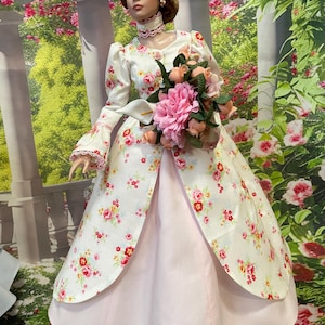 Rhapsody in Roses gown outfit for Rayne or Grace Fitzpatrick and dolls with 16 1/2”  RTB101 body. Doll is by Robert Tonner.