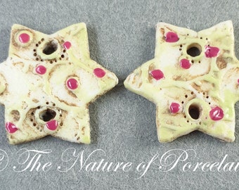 Artisan porcelain circle earring star connecters #012