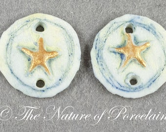 Artisan porcelain circle earring charms #04