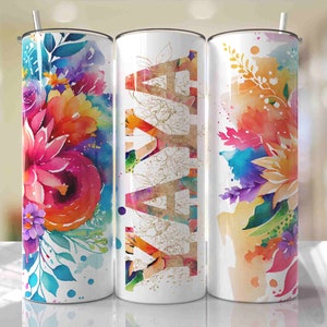 YAYA Tumbler Wrap Bright Pink and Blue Floral Designs Seamless Sublimation Designs Downloads - Skinny 20oz - PNG