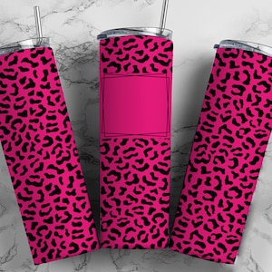 Hot Pink Cheetah Print Seamless Sublimation Designs Downloads - Skinny Tumbler 20oz Design - PNG 2021