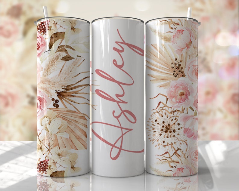 Boho Floral Tumbler Wrap With Name Sublimation Customize Designs Add ...