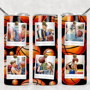 Plantilla de vaso delgado con foto, marcos de fotos de baloncesto, diseños de sublimación para deportes masculinos - Diseño de 20 oz - PNG para uso comercial 2021