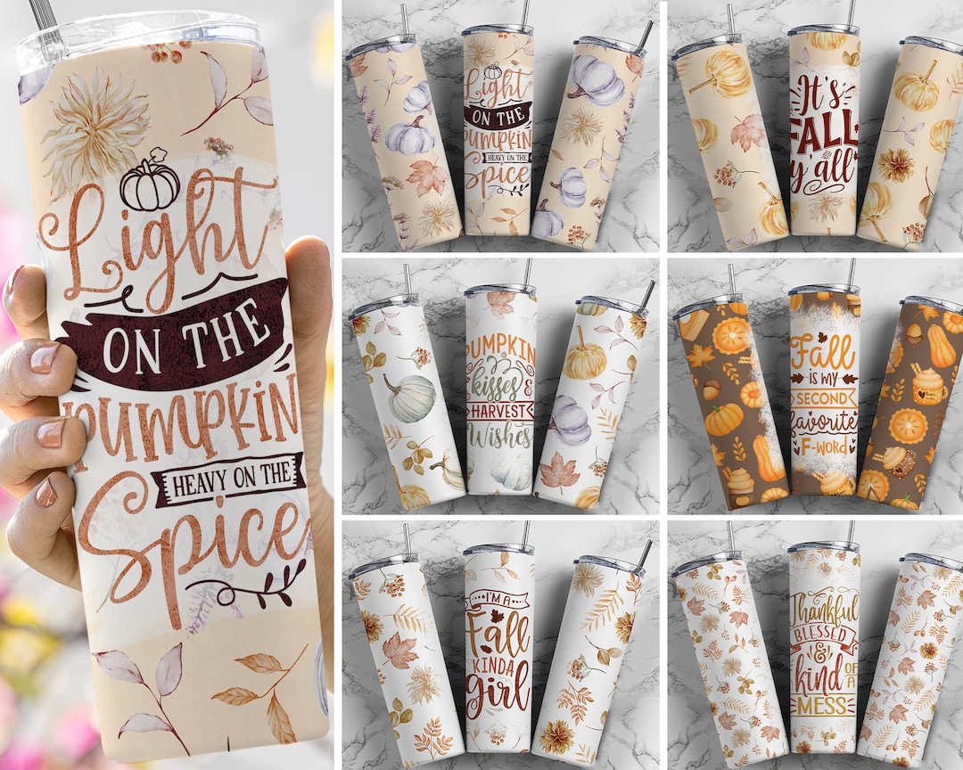 Funny Fall Tumbler Wrap Bundle Floral PNG Seamless Tumbler Drive ...