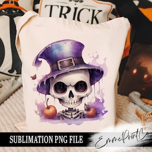Halloween Sublimation Design PNG - Purple Skeleton Tshirt Mugs Tumbler Sublimation - PNG - EmmePrintco