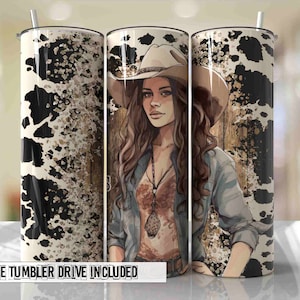 Cowgirl Country Seamless Tumbler Wrap PNG Desenhos de Sublimação Sem Costura Downloads - Skinny 20oz Design