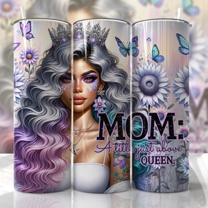Emballage de gobelet reine maman, gobelet à sublimation skinny 20 oz, gobelet Badass PNG design femme