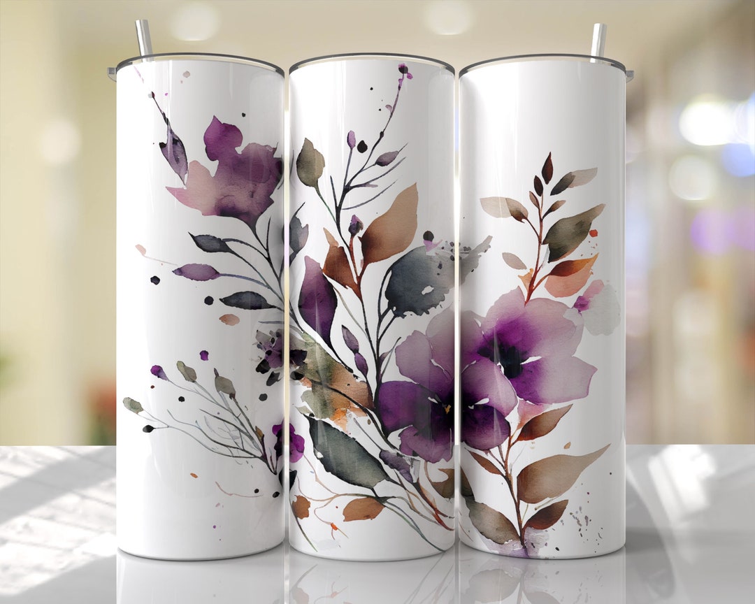 NO SEAM Watercolor Floral Tumbler Wrap PNG Flowers Tumbler Wrap ...
