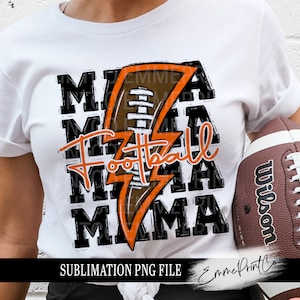 Orange Football MAMA Sublimation Design PNG - Tshirt Mugs Tumbler Sublimation - PNG - EmmePrintco
