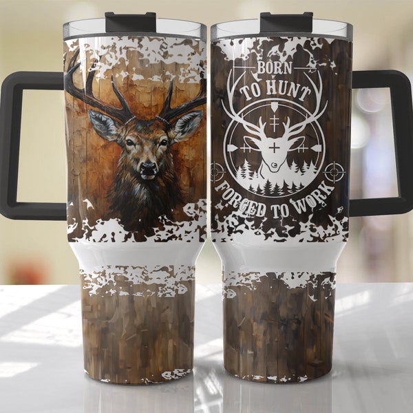 Funny Mens - Deer Hunting - 40oz Tumbler Wrap Sublimation Design Download PNG - DTF Digital File Download - Tumbler Template EmmePrintCo