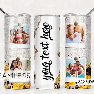 Cheetah Print Sunflowers Photo Tumbler Add Name Seamless for Pictures Sublimation Designs Downloads - Skinny 20oz - PNG 2022