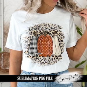Wild über Herbst Sublimation Design PNG - Orange Karo Beige Tshirt Tassen Becher Sublimation - PNG - EmmePrintco