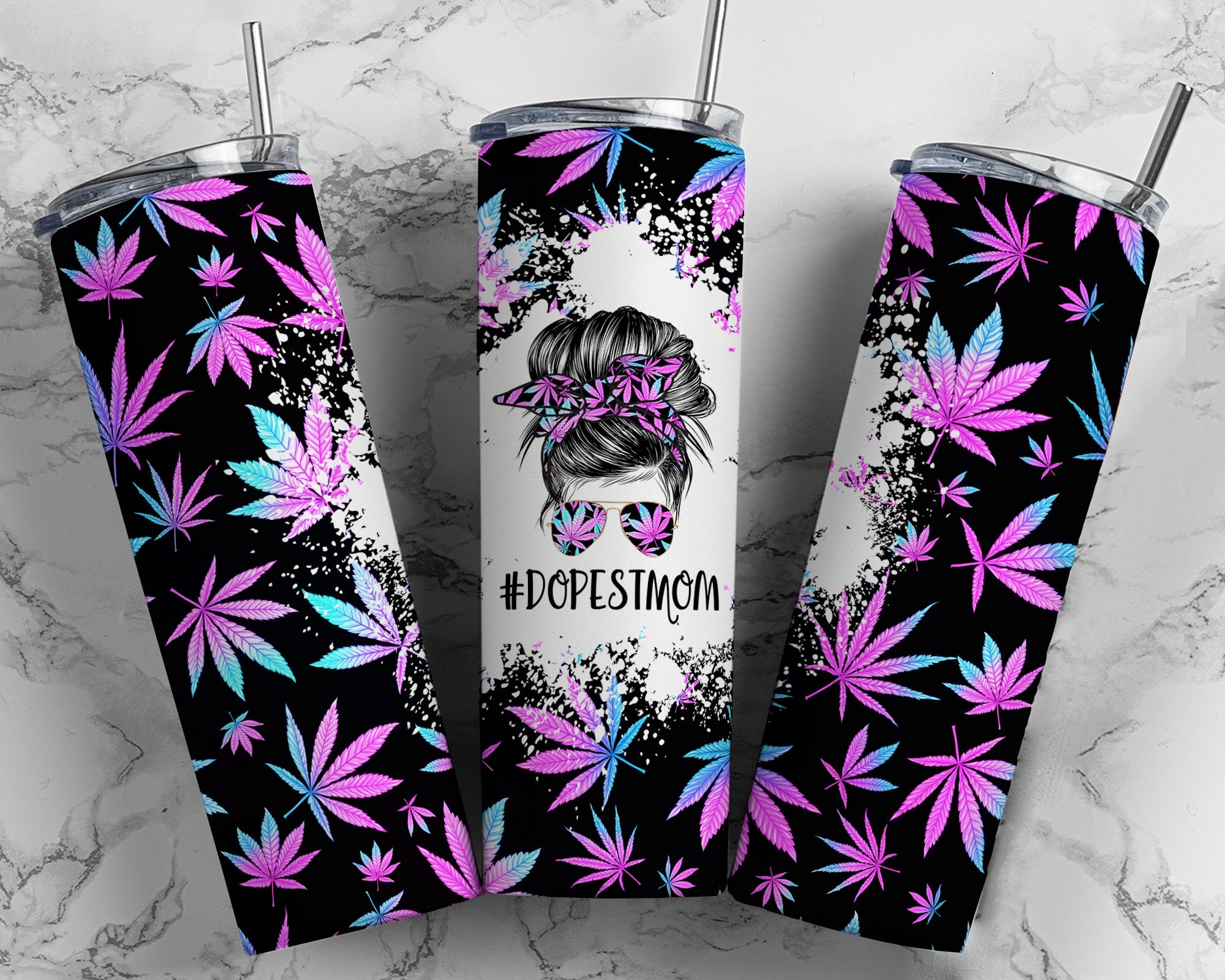 Mom Skull Weed Only Higher Funny Tumbler