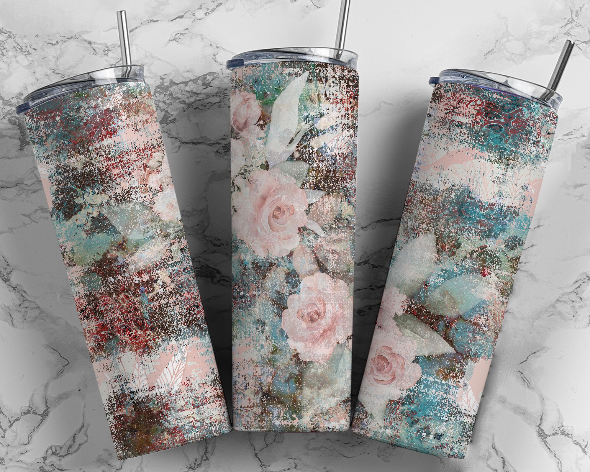 Tumbler Wrap Bundle Western Country Floral PNG Seamless Tumbler Drive ...