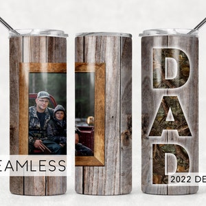 Hunting Camo Dad Father&#39;s Day Photo Tumbler Add Name Seamless for Picture Sublimation Designs Downloads - 20oz - PNG 2022