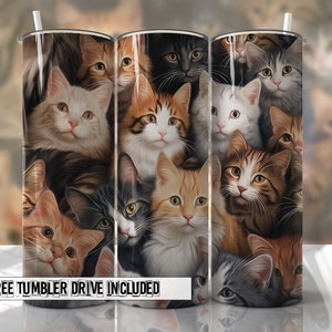 Emballage de gobelet chat drôle PNG Seamless Wrap Sublimation Designs - Gobelet skinny 20 oz Design - PNG - EmmePrintco