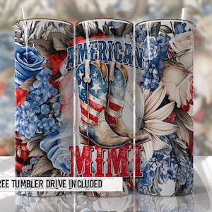 4. Juli Tumbler Seamless Tumbler Wrap PNG Rot, Weiß und Blau American MIMI Seamless Sublimation Designs Downloads - Skinny 20oz Design