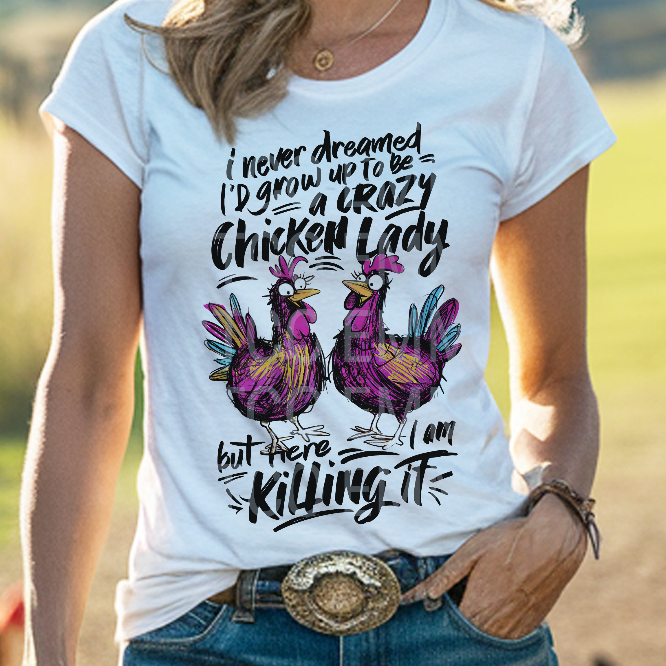 Crazy Chicken Lady Shirt - Funny Chicken Graphic Tee For Women, Casual Short Sleeve T-Shirt