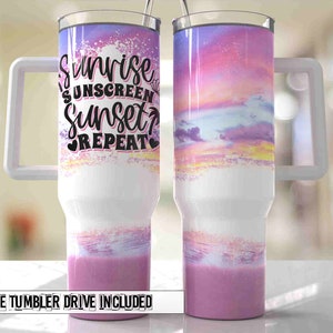 Strand 40 Unzen Quencher Tumbler Wrap - Nahtlose PNG Tumbler Design Sublimation Designs Downloads - PNG