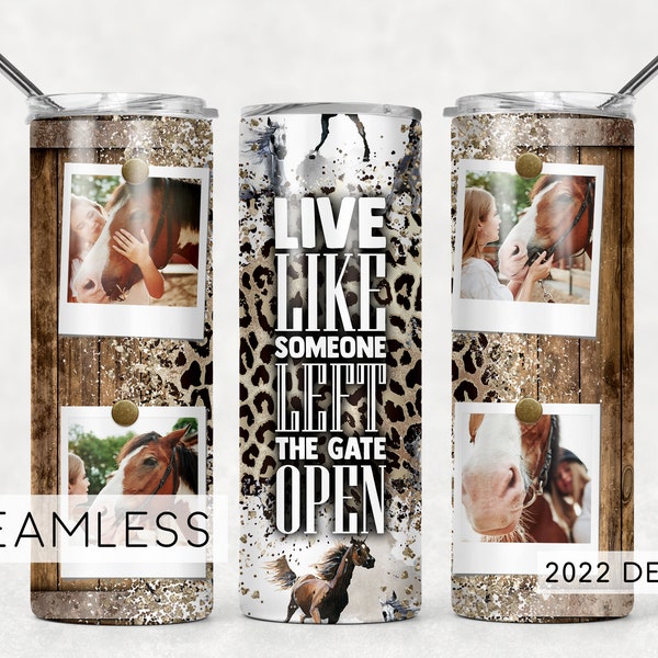 Horse Lover Photo Seamless Tumbler Design for Pictures Cheetah Print Sublimation Designs Downloads - Skinny 20oz - PNG 2022