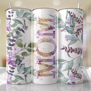 MOM Tumbler Wrap PNG Fioletowe kwiaty Tumbler Wrap Bezszwowe wzory sublimacji Pobieranie - Chudy 20oz Design - 2023