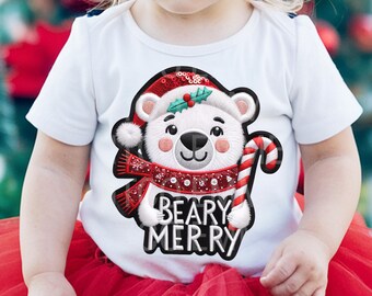 Cute Christmas Faux Embroidery Sequins Glitter Sublimation Design Download PNG - DTF  Download - Shirts