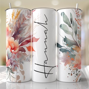 Floral Tumbler Wrap fügen Sie Ihren eigenen Namen hinzu Bunte Boho Blumen Sublimation Nahtlose Designs - Skinny Tumbler 20oz Design - PNG 2023