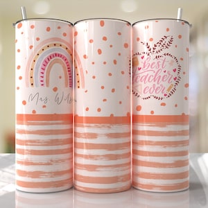 Melhor Professor de Todos os Tempos Rainbow Sublimation Tumbler Seamless Sublimation Designs Downloads - Skinny Tumbler 20oz Design - PNG 2022