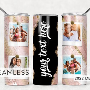 Pink and Gold Photo Tumbler Add Name Seamless for Pictures Blush Pink Milky Way Sublimation Designs Downloads - Skinny 20oz - PNG 2022