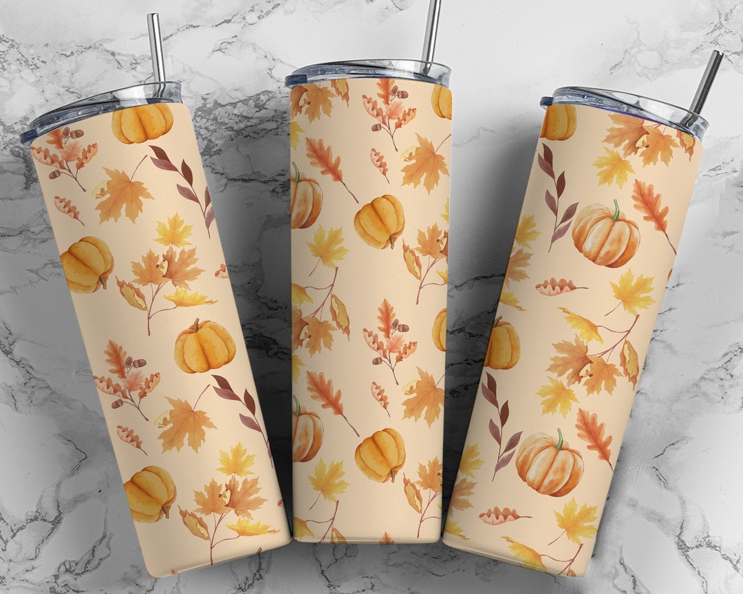 Fall Pumpkin Tumbler Wrap PNG Seamless Sublimation Designs Downloads ...