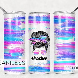 Mom Bun Hair Bright Funny Seamless Sublimation Designs Downloads - Design Skinny Tumbler 20oz - Sem fantasmas - Design Torn Edge PNG 2021