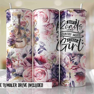 Estradas de terra e música country Seamless Tumbler Wrap PNG Seamless Sublimation Designs Downloads - Skinny 20oz Design