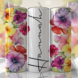 Seamless Tumbler Wrap Floral Sublimation Designs - Add Text Floral Skinny Tumbler 20oz Design - PNG - EmmePrintco