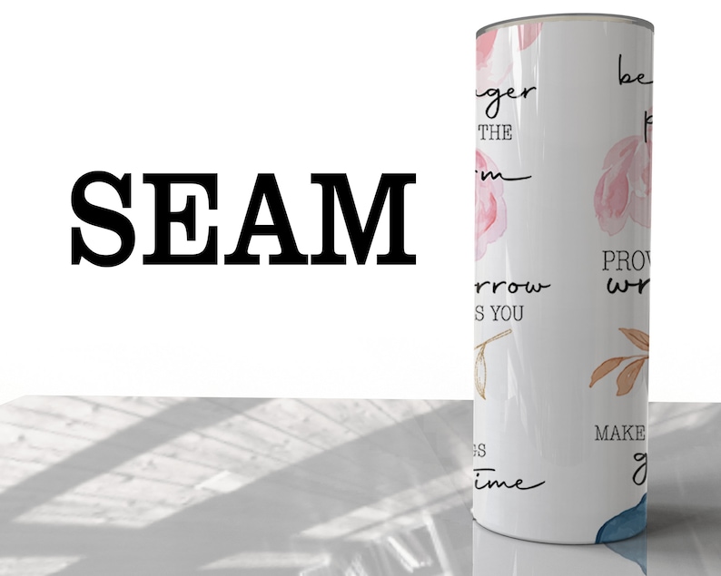 Citações Positivas - Afirmações - 20oz Skinny Seamless Tumbler Wrap PNG - Modelo de Tumbler de Sublimação - EmmePrintCo imagem 2